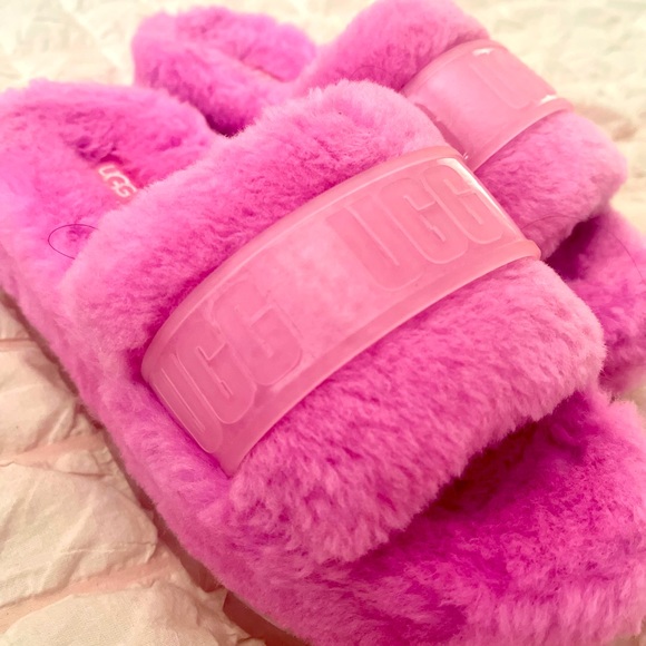 Pink Fluffita Ugg Slides UGG Fluffita Plush Platform Slides PINK